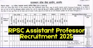 RPSC Assistant Professor Vacancy 2025